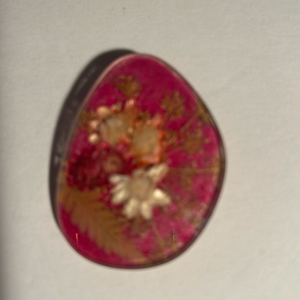 Vintage Handmade Eyeglass Pin with Dried Flowers